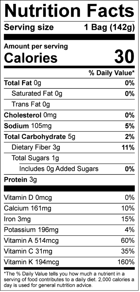 Organic Spring Mix Nutrition Facts